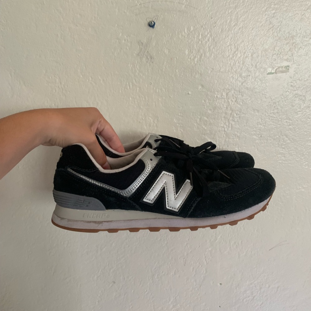 New Balance Classic 574 Black/Silver Sneakers 10.5